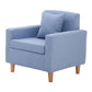 27.5"Wide Faux Leather/Linen Blend Tight Back Arm Chair with Basic Four Legs Blue Latex Clearhalo 'Accent Chairs' 'accent_chairs' 'Chairs & Seating' 'furn' 'furn_accent_chairs' 'Furniture' 'furniture_accent_chairs' 'Living Room Furniture' 4994130