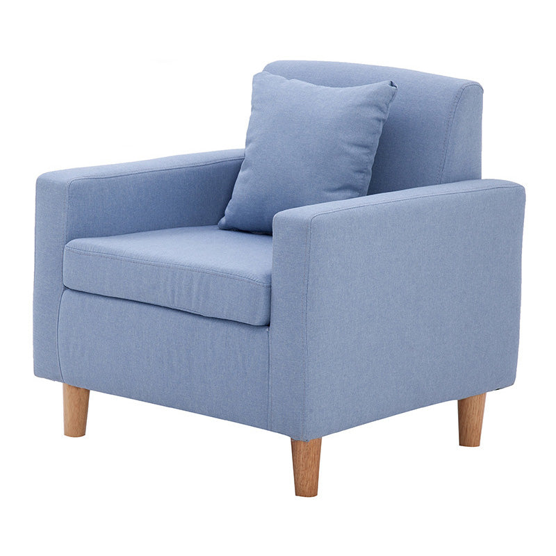 27.5"Wide Faux Leather/Linen Blend Tight Back Arm Chair with Basic Four Legs Blue Latex Clearhalo 'Accent Chairs' 'accent_chairs' 'Chairs & Seating' 'furn' 'furn_accent_chairs' 'Furniture' 'furniture_accent_chairs' 'Living Room Furniture' 4994130