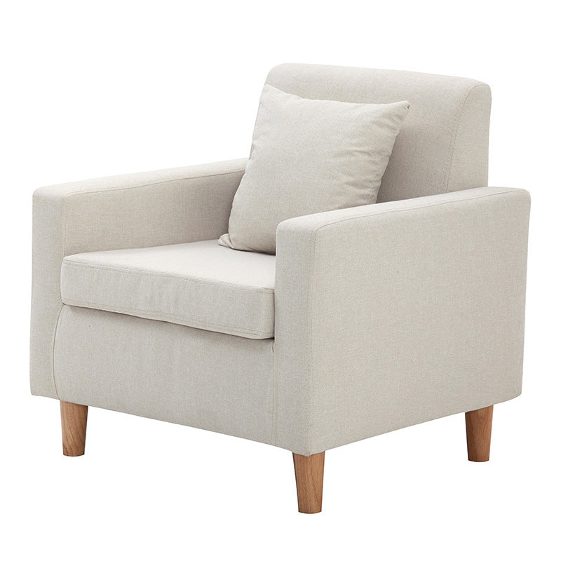 27.5"Wide Faux Leather/Linen Blend Tight Back Arm Chair with Basic Four Legs Off-White Clearhalo 'Accent Chairs' 'accent_chairs' 'Chairs & Seating' 'furn' 'furn_accent_chairs' 'Furniture' 'furniture_accent_chairs' 'Living Room Furniture' 4994132