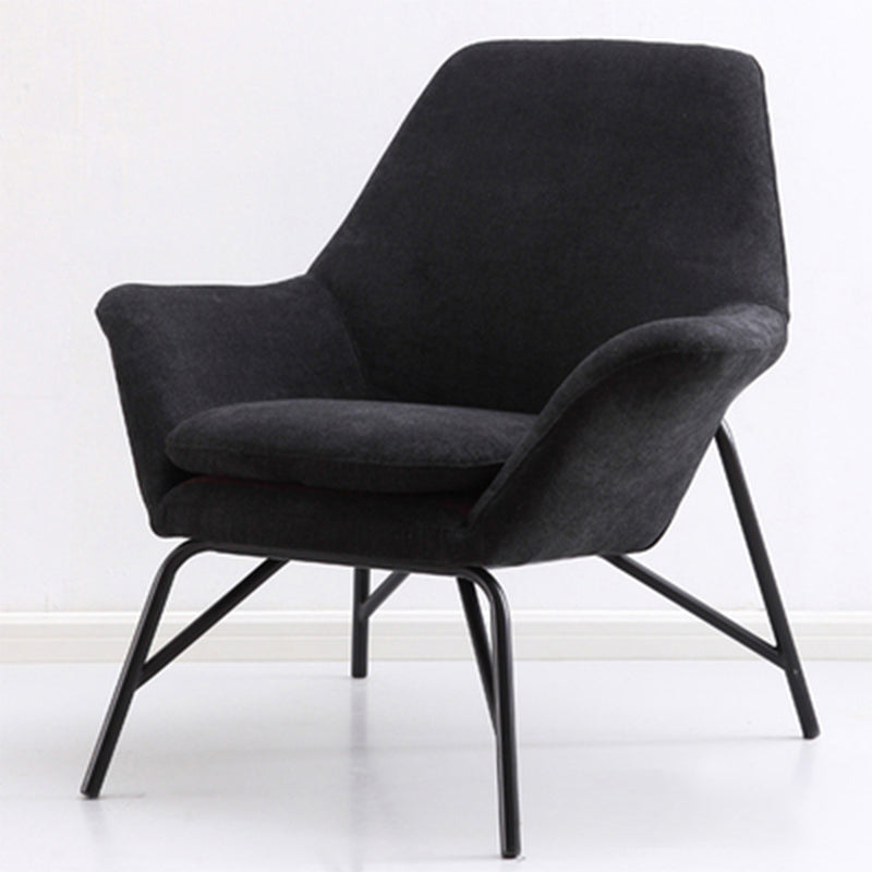33.46" L x 30.70" W x 34.64" H Linen Accent Chair Flared Arms Lounge Chair Black Clearhalo 'Accent Chairs' 'accent_chairs' 'Chairs & Seating' 'furn' 'furn_accent_chairs' 'Furniture' 'furniture_accent_chairs' 'Living Room Furniture' 4994171