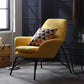 33.46" L x 30.70" W x 34.64" H Linen Accent Chair Flared Arms Lounge Chair Yellow Clearhalo 'Accent Chairs' 'accent_chairs' 'Chairs & Seating' 'furn' 'furn_accent_chairs' 'Furniture' 'furniture_accent_chairs' 'Living Room Furniture' 4994175