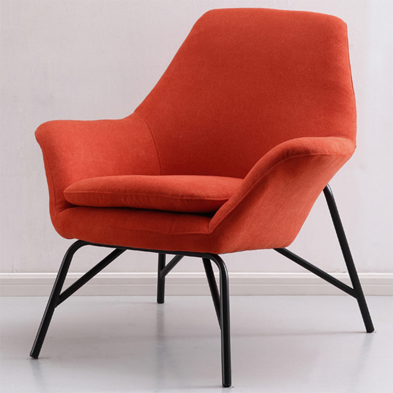33.46" L x 30.70" W x 34.64" H Linen Accent Chair Flared Arms Lounge Chair Orange Clearhalo 'Accent Chairs' 'accent_chairs' 'Chairs & Seating' 'furn' 'furn_accent_chairs' 'Furniture' 'furniture_accent_chairs' 'Living Room Furniture' 4994188