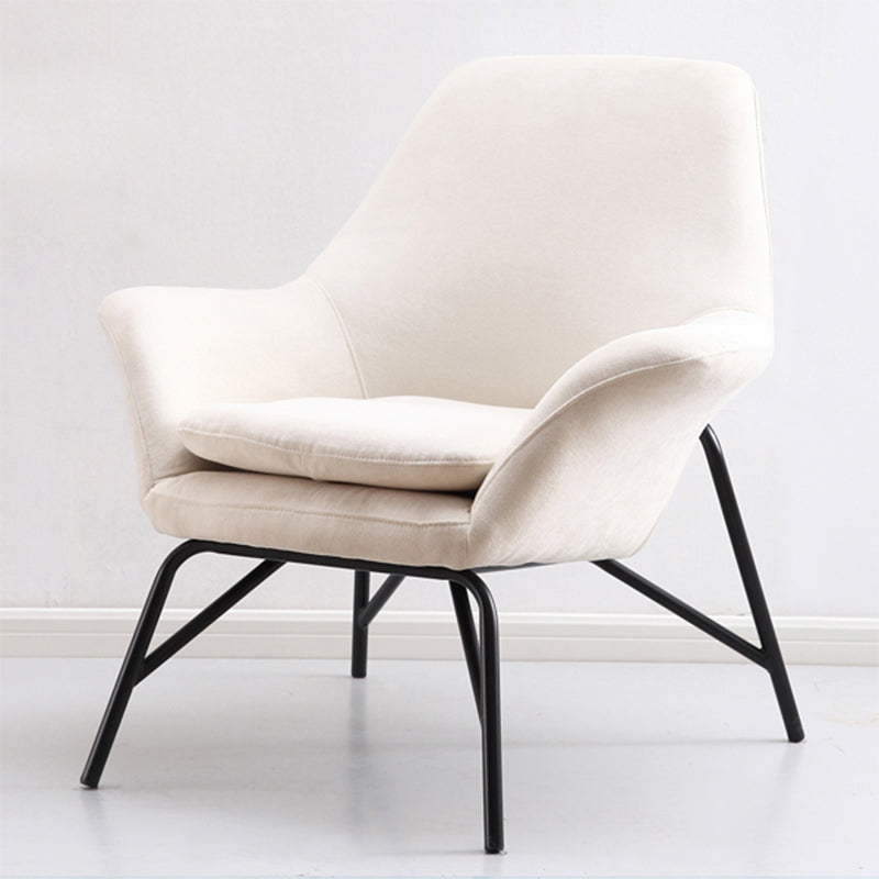 33.46" L x 30.70" W x 34.64" H Linen Accent Chair Flared Arms Lounge Chair Off-White Clearhalo 'Accent Chairs' 'accent_chairs' 'Chairs & Seating' 'furn' 'furn_accent_chairs' 'Furniture' 'furniture_accent_chairs' 'Living Room Furniture' 4994190