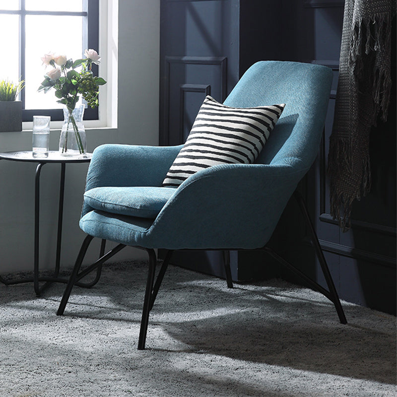 33.46" L x 30.70" W x 34.64" H Linen Accent Chair Flared Arms Lounge Chair Light Blue Clearhalo 'Accent Chairs' 'accent_chairs' 'Chairs & Seating' 'furn' 'furn_accent_chairs' 'Furniture' 'furniture_accent_chairs' 'Living Room Furniture' 4994192
