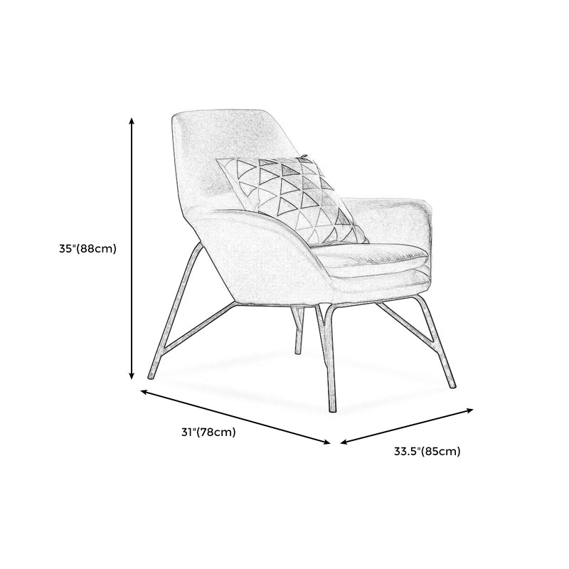 33.46" L x 30.70" W x 34.64" H Linen Accent Chair Flared Arms Lounge Chair Clearhalo 'Accent Chairs' 'accent_chairs' 'Chairs & Seating' 'furn' 'furn_accent_chairs' 'Furniture' 'furniture_accent_chairs' 'Living Room Furniture' 4994193