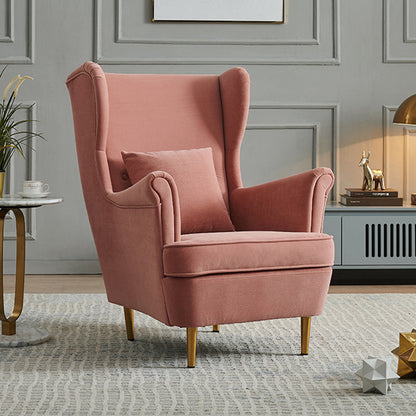 30.70" L x 37.79" W x 39.76" H Fabric Wingback Chair Metal Four Leg Accent Chair Pink Without Ottoman Clearhalo 'Accent Chairs' 'accent_chairs' 'Chairs & Seating' 'furn' 'furn_accent_chairs' 'Furniture' 'furniture_accent_chairs' 'Living Room Furniture' 4994195