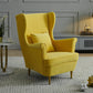 30.70" L x 37.79" W x 39.76" H Fabric Wingback Chair Metal Four Leg Accent Chair Lemon Yellow Without Ottoman Clearhalo 'Accent Chairs' 'accent_chairs' 'Chairs & Seating' 'furn' 'furn_accent_chairs' 'Furniture' 'furniture_accent_chairs' 'Living Room Furniture' 4994197