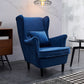 30.70" L x 37.79" W x 39.76" H Fabric Wingback Chair Metal Four Leg Accent Chair Blue Without Ottoman Clearhalo 'Accent Chairs' 'accent_chairs' 'Chairs & Seating' 'furn' 'furn_accent_chairs' 'Furniture' 'furniture_accent_chairs' 'Living Room Furniture' 4994198