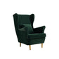 30.70" L x 37.79" W x 39.76" H Fabric Wingback Chair Metal Four Leg Accent Chair Blackish Green Without Ottoman Clearhalo 'Accent Chairs' 'accent_chairs' 'Chairs & Seating' 'furn' 'furn_accent_chairs' 'Furniture' 'furniture_accent_chairs' 'Living Room Furniture' 4994200