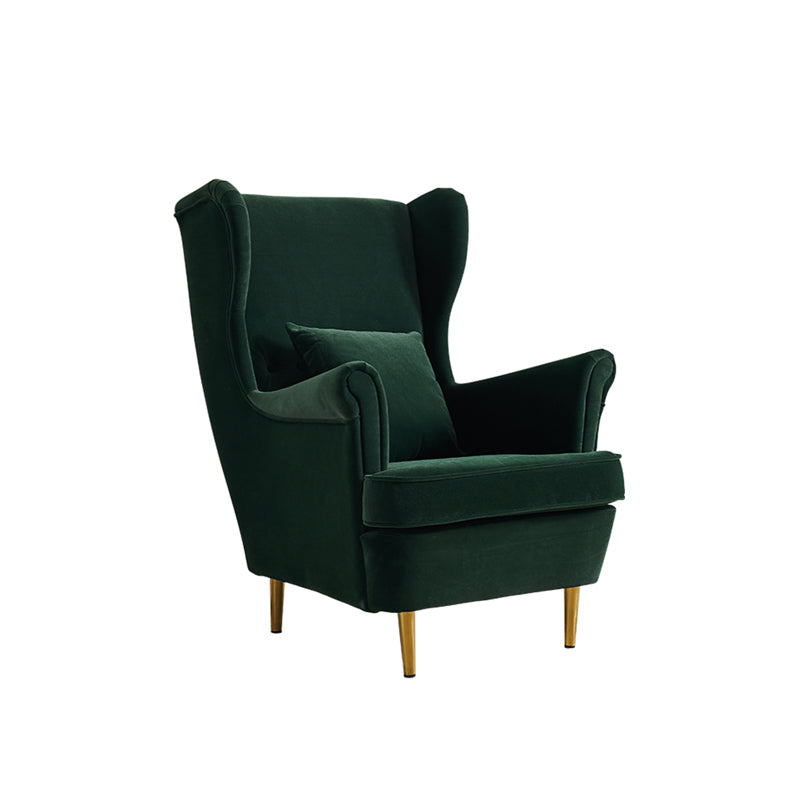 30.70" L x 37.79" W x 39.76" H Fabric Wingback Chair Metal Four Leg Accent Chair Blackish Green Without Ottoman Clearhalo 'Accent Chairs' 'accent_chairs' 'Chairs & Seating' 'furn' 'furn_accent_chairs' 'Furniture' 'furniture_accent_chairs' 'Living Room Furniture' 4994200
