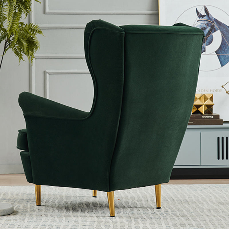 30.70" L x 37.79" W x 39.76" H Fabric Wingback Chair Metal Four Leg Accent Chair Clearhalo 'Accent Chairs' 'accent_chairs' 'Chairs & Seating' 'furn' 'furn_accent_chairs' 'Furniture' 'furniture_accent_chairs' 'Living Room Furniture' 4994202