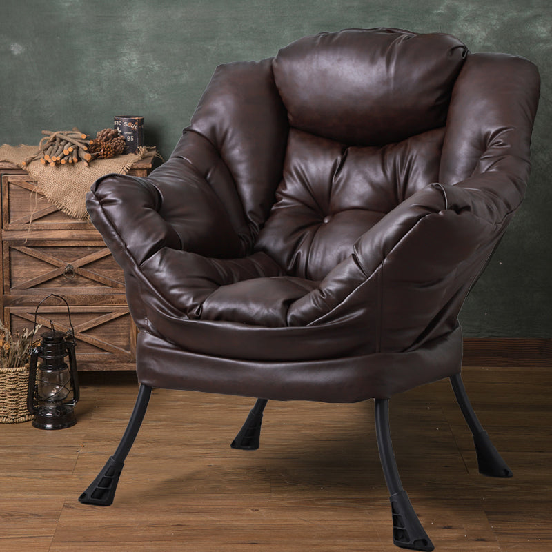 Faux Leather/Faux Fur Chair 31.4" L x 25.5" W x 35.4" H Arms Included Chair Brown Without Ottoman Clearhalo 'Accent Chairs' 'accent_chairs' 'Chairs & Seating' 'furn' 'furn_accent_chairs' 'Furniture' 'furniture_accent_chairs' 'Living Room Furniture' 4994226