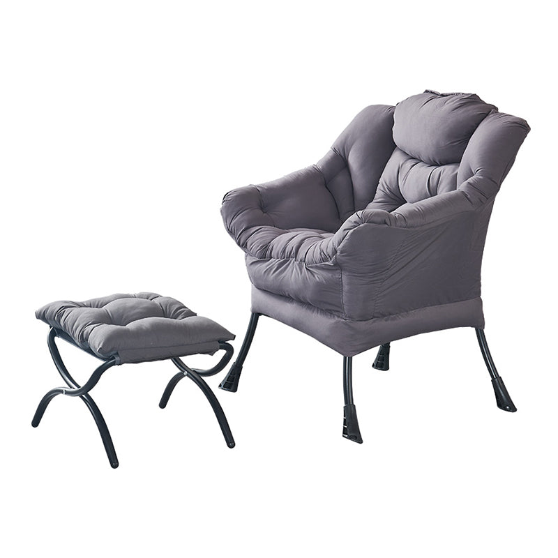 Faux Leather/Faux Fur Chair 31.4" L x 25.5" W x 35.4" H Arms Included Chair Grey With Ottoman Clearhalo 'Accent Chairs' 'accent_chairs' 'Chairs & Seating' 'furn' 'furn_accent_chairs' 'Furniture' 'furniture_accent_chairs' 'Living Room Furniture' 4994233