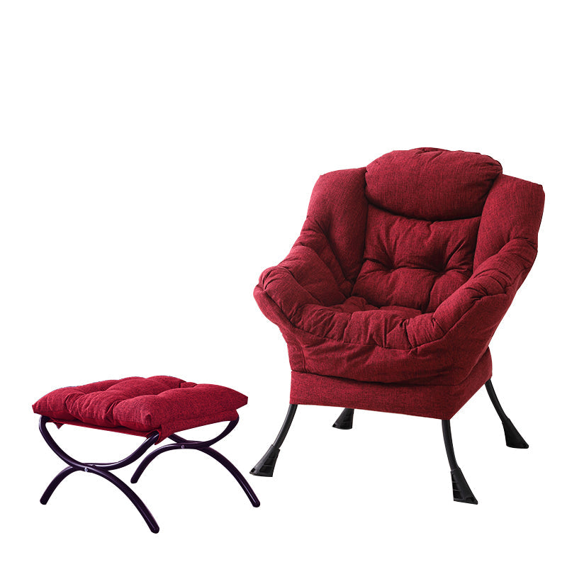 Faux Leather/Faux Fur Chair 31.4" L x 25.5" W x 35.4" H Arms Included Chair Red With Ottoman Clearhalo 'Accent Chairs' 'accent_chairs' 'Chairs & Seating' 'furn' 'furn_accent_chairs' 'Furniture' 'furniture_accent_chairs' 'Living Room Furniture' 4994234
