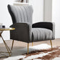 Scandinavian Accent Chair Velvet Wingback Chair with Sewn Pillow Back and Basic Four Legs Grey Clearhalo 'Accent Chairs' 'accent_chairs' 'Chairs & Seating' 'furn' 'furn_accent_chairs' 'Furniture' 'furniture_accent_chairs' 'Living Room Furniture' 4994240