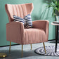 Scandinavian Accent Chair Velvet Wingback Chair with Sewn Pillow Back and Basic Four Legs Pink Clearhalo 'Accent Chairs' 'accent_chairs' 'Chairs & Seating' 'furn' 'furn_accent_chairs' 'Furniture' 'furniture_accent_chairs' 'Living Room Furniture' 4994243