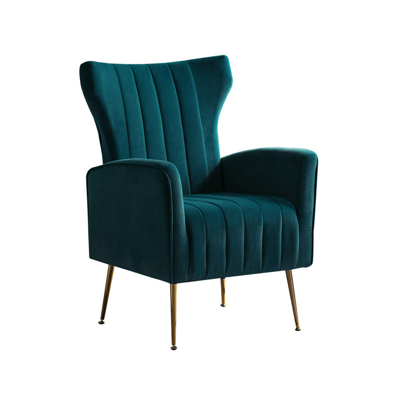 Scandinavian Accent Chair Velvet Wingback Chair with Sewn Pillow Back and Basic Four Legs Green Clearhalo 'Accent Chairs' 'accent_chairs' 'Chairs & Seating' 'furn' 'furn_accent_chairs' 'Furniture' 'furniture_accent_chairs' 'Living Room Furniture' 4994246