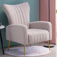 Scandinavian Accent Chair Velvet Wingback Chair with Sewn Pillow Back and Basic Four Legs Off-White Clearhalo 'Accent Chairs' 'accent_chairs' 'Chairs & Seating' 'furn' 'furn_accent_chairs' 'Furniture' 'furniture_accent_chairs' 'Living Room Furniture' 4994250