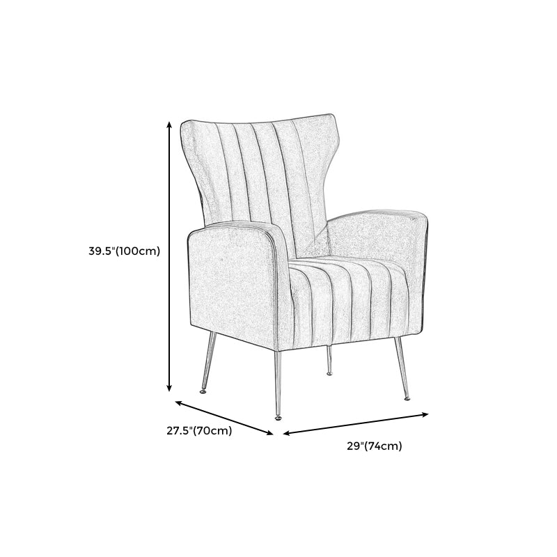 Scandinavian Accent Chair Velvet Wingback Chair with Sewn Pillow Back and Basic Four Legs Clearhalo 'Accent Chairs' 'accent_chairs' 'Chairs & Seating' 'furn' 'furn_accent_chairs' 'Furniture' 'furniture_accent_chairs' 'Living Room Furniture' 4994251