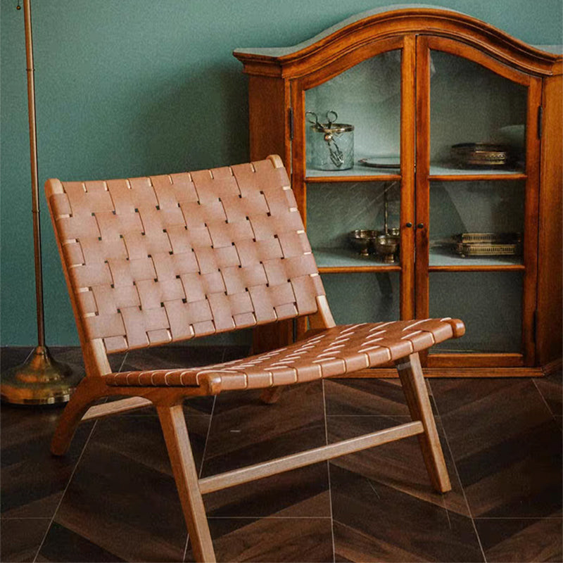 Wood Slipper Accent Chair Solid Wood Frame Armless Chair for Living Room 24"L x 29"W x 28"H Brown Clearhalo 'Accent Chairs' 'accent_chairs' 'Chairs & Seating' 'furn' 'furn_accent_chairs' 'Furniture' 'furniture_accent_chairs' 'Living Room Furniture' 4994253