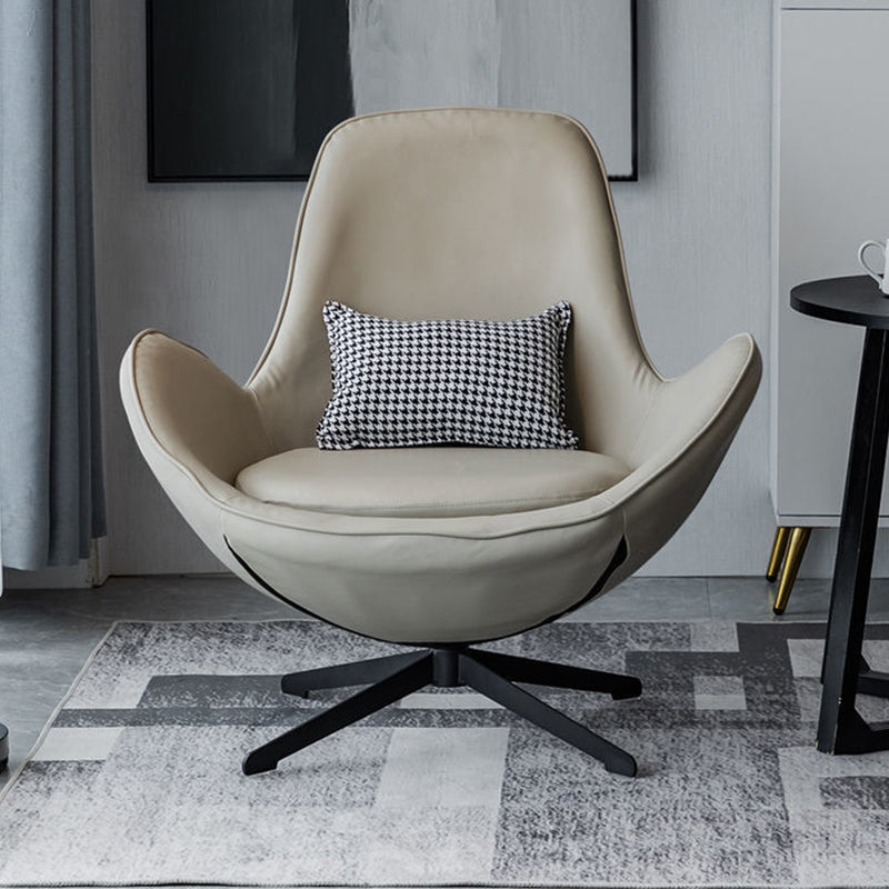 33.07" L x 30.31" W x 33.46" H Faux Leather Flared Arms Chair for Bedroom Light Gray Clearhalo 'Accent Chairs' 'accent_chairs' 'Chairs & Seating' 'furn' 'furn_accent_chairs' 'Furniture' 'furniture_accent_chairs' 'Living Room Furniture' 4994269