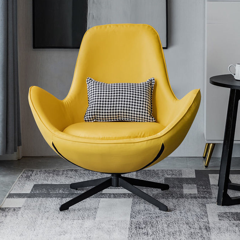 33.07" L x 30.31" W x 33.46" H Faux Leather Flared Arms Chair for Bedroom Light Yellow Clearhalo 'Accent Chairs' 'accent_chairs' 'Chairs & Seating' 'furn' 'furn_accent_chairs' 'Furniture' 'furniture_accent_chairs' 'Living Room Furniture' 4994273