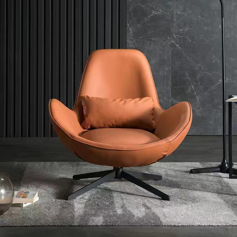 33.07" L x 30.31" W x 33.46" H Faux Leather Flared Arms Chair for Bedroom Red Brown Clearhalo 'Accent Chairs' 'accent_chairs' 'Chairs & Seating' 'furn' 'furn_accent_chairs' 'Furniture' 'furniture_accent_chairs' 'Living Room Furniture' 4994274