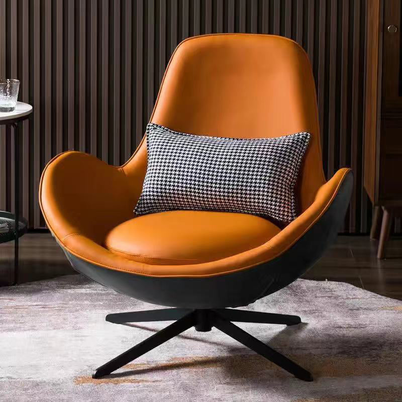 33.07" L x 30.31" W x 33.46" H Faux Leather Flared Arms Chair for Bedroom Grey-Light Yellow Clearhalo 'Accent Chairs' 'accent_chairs' 'Chairs & Seating' 'furn' 'furn_accent_chairs' 'Furniture' 'furniture_accent_chairs' 'Living Room Furniture' 4994277
