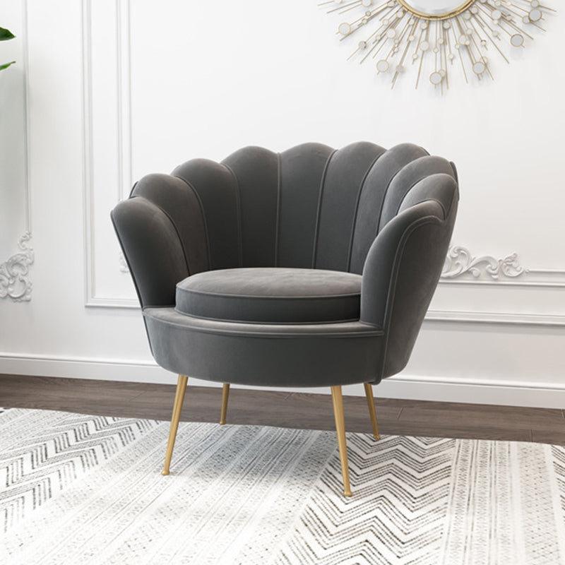 28.74" L x 28.74" W x 30.70" H Barrel Chair Sewn Pillow Back Accent Chair Grey Suede Clearhalo 'Accent Chairs' 'accent_chairs' 'Chairs & Seating' 'furn' 'furn_accent_chairs' 'Furniture' 'furniture_accent_chairs' 'Living Room Furniture' 4994286