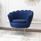 28.74" L x 28.74" W x 30.70" H Barrel Chair Sewn Pillow Back Accent Chair Royal Blue Suede Clearhalo 'Accent Chairs' 'accent_chairs' 'Chairs & Seating' 'furn' 'furn_accent_chairs' 'Furniture' 'furniture_accent_chairs' 'Living Room Furniture' 4994288