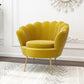 28.74" L x 28.74" W x 30.70" H Barrel Chair Sewn Pillow Back Accent Chair Yellow Suede Clearhalo 'Accent Chairs' 'accent_chairs' 'Chairs & Seating' 'furn' 'furn_accent_chairs' 'Furniture' 'furniture_accent_chairs' 'Living Room Furniture' 4994289