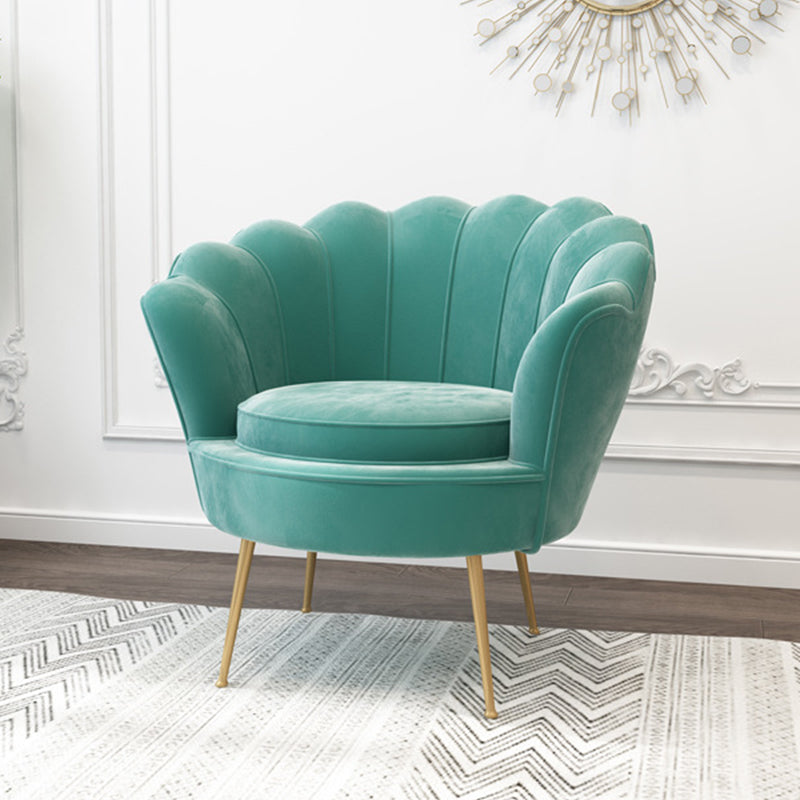 28.74" L x 28.74" W x 30.70" H Barrel Chair Sewn Pillow Back Accent Chair Pea Green Suede Clearhalo 'Accent Chairs' 'accent_chairs' 'Chairs & Seating' 'furn' 'furn_accent_chairs' 'Furniture' 'furniture_accent_chairs' 'Living Room Furniture' 4994292