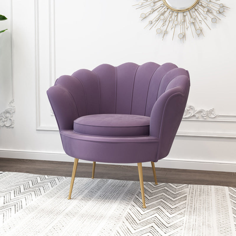 28.74" L x 28.74" W x 30.70" H Barrel Chair Sewn Pillow Back Accent Chair Purple Suede Clearhalo 'Accent Chairs' 'accent_chairs' 'Chairs & Seating' 'furn' 'furn_accent_chairs' 'Furniture' 'furniture_accent_chairs' 'Living Room Furniture' 4994293