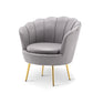 28.74" L x 28.74" W x 30.70" H Barrel Chair Sewn Pillow Back Accent Chair Grey Faux Leather Clearhalo 'Accent Chairs' 'accent_chairs' 'Chairs & Seating' 'furn' 'furn_accent_chairs' 'Furniture' 'furniture_accent_chairs' 'Living Room Furniture' 4994294