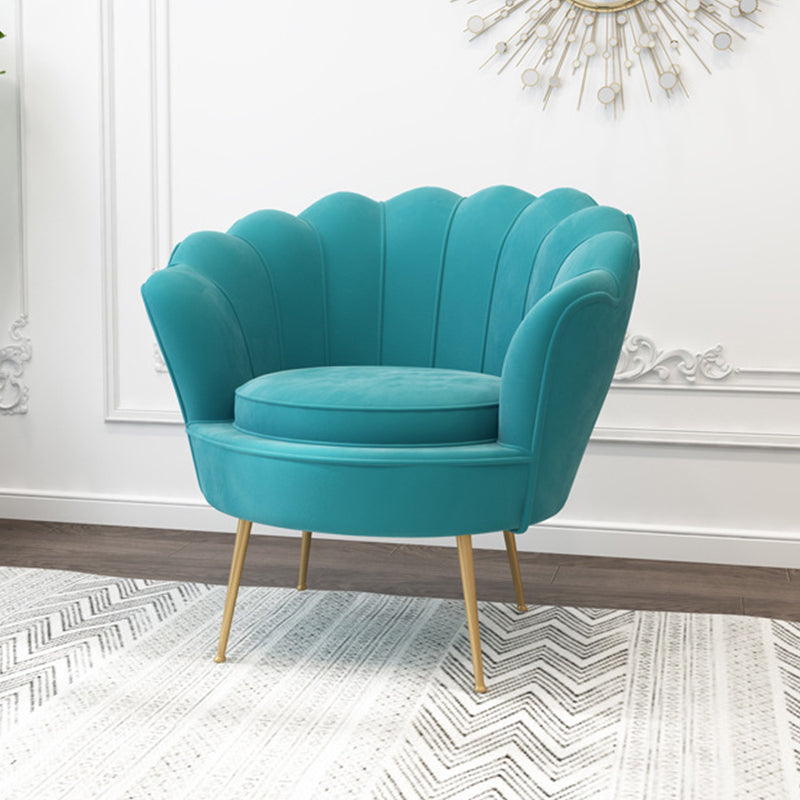 28.74" L x 28.74" W x 30.70" H Barrel Chair Sewn Pillow Back Accent Chair Lake Blue Suede Clearhalo 'Accent Chairs' 'accent_chairs' 'Chairs & Seating' 'furn' 'furn_accent_chairs' 'Furniture' 'furniture_accent_chairs' 'Living Room Furniture' 4994295