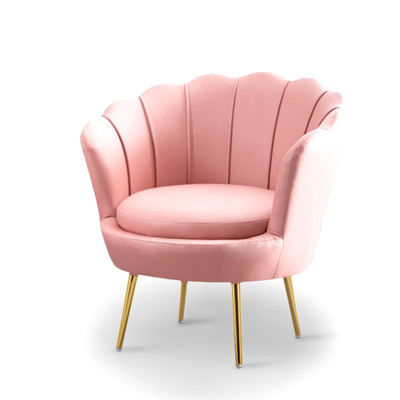28.74" L x 28.74" W x 30.70" H Barrel Chair Sewn Pillow Back Accent Chair Pink Faux Leather Clearhalo 'Accent Chairs' 'accent_chairs' 'Chairs & Seating' 'furn' 'furn_accent_chairs' 'Furniture' 'furniture_accent_chairs' 'Living Room Furniture' 4994296