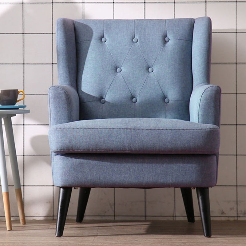 29.5"Wide Velvet/Cotton Blend Arm Chair with Basic Four Leg and Tufted Back Light Blue Clearhalo 'Accent Chairs' 'accent_chairs' 'Chairs & Seating' 'furn' 'furn_accent_chairs' 'Furniture' 'furniture_accent_chairs' 'Living Room Furniture' 4994303