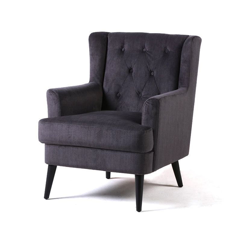 29.5"Wide Velvet/Cotton Blend Arm Chair with Basic Four Leg and Tufted Back Black Clearhalo 'Accent Chairs' 'accent_chairs' 'Chairs & Seating' 'furn' 'furn_accent_chairs' 'Furniture' 'furniture_accent_chairs' 'Living Room Furniture' 4994304