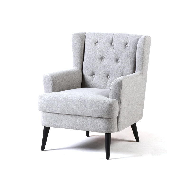 29.5"Wide Velvet/Cotton Blend Arm Chair with Basic Four Leg and Tufted Back Grey Clearhalo 'Accent Chairs' 'accent_chairs' 'Chairs & Seating' 'furn' 'furn_accent_chairs' 'Furniture' 'furniture_accent_chairs' 'Living Room Furniture' 4994305