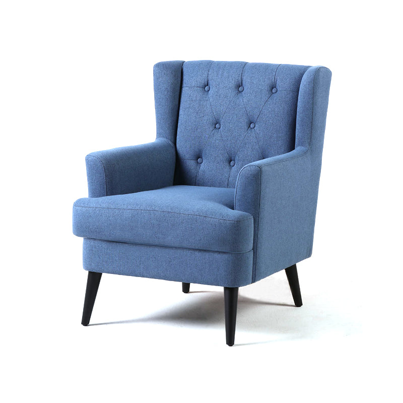 29.5"Wide Velvet/Cotton Blend Arm Chair with Basic Four Leg and Tufted Back Blue Clearhalo 'Accent Chairs' 'accent_chairs' 'Chairs & Seating' 'furn' 'furn_accent_chairs' 'Furniture' 'furniture_accent_chairs' 'Living Room Furniture' 4994307