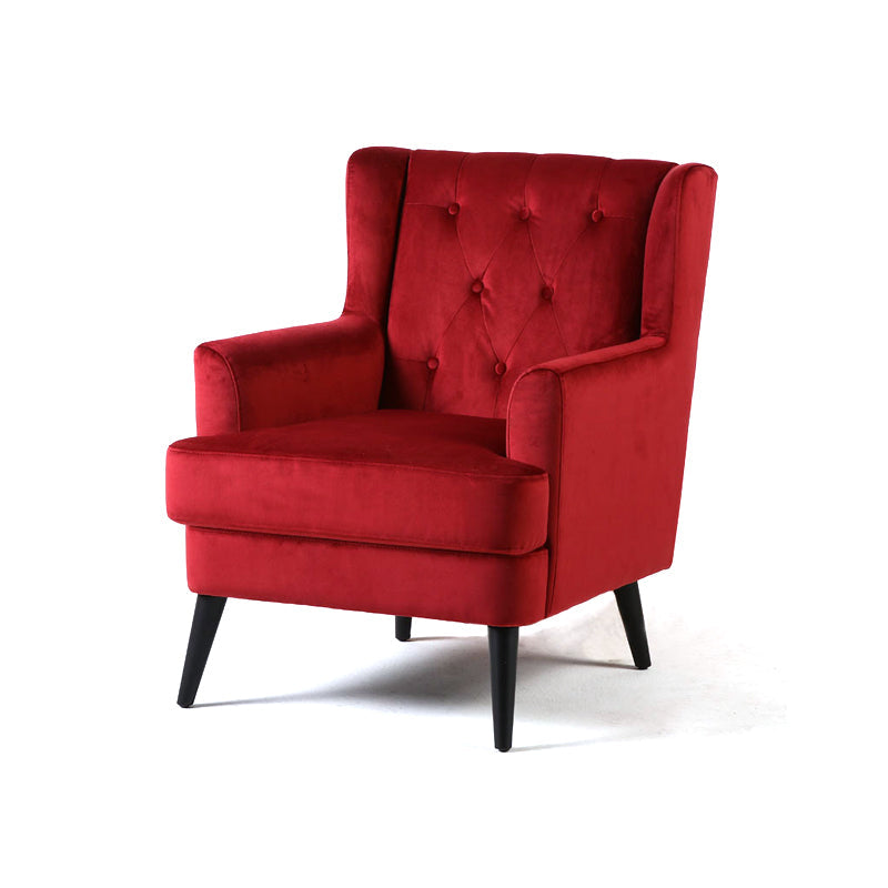 29.5"Wide Velvet/Cotton Blend Arm Chair with Basic Four Leg and Tufted Back Red Clearhalo 'Accent Chairs' 'accent_chairs' 'Chairs & Seating' 'furn' 'furn_accent_chairs' 'Furniture' 'furniture_accent_chairs' 'Living Room Furniture' 4994308