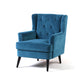 29.5"Wide Velvet/Cotton Blend Arm Chair with Basic Four Leg and Tufted Back Peacock Blue Clearhalo 'Accent Chairs' 'accent_chairs' 'Chairs & Seating' 'furn' 'furn_accent_chairs' 'Furniture' 'furniture_accent_chairs' 'Living Room Furniture' 4994311