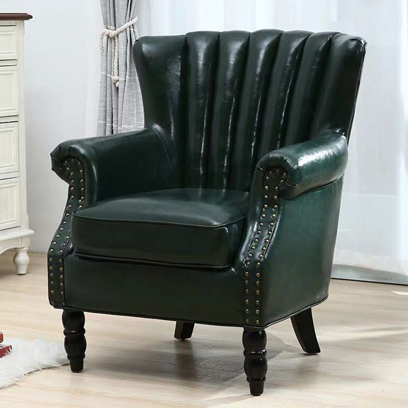 Modern 29.5"Wide Rolled Arms Nailhead Trim Single Sofa Chair with Sewn Pillow Back Blackish Green Clearhalo 'Accent Chairs' 'accent_chairs' 'Chairs & Seating' 'furn' 'furn_accent_chairs' 'Furniture' 'furniture_accent_chairs' 'Living Room Furniture' 4994321