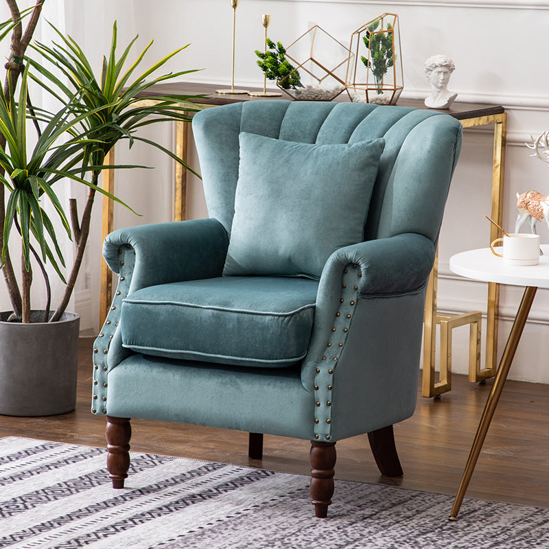 Modern 29.5"Wide Rolled Arms Nailhead Trim Single Sofa Chair with Sewn Pillow Back Green Clearhalo 'Accent Chairs' 'accent_chairs' 'Chairs & Seating' 'furn' 'furn_accent_chairs' 'Furniture' 'furniture_accent_chairs' 'Living Room Furniture' 4994325