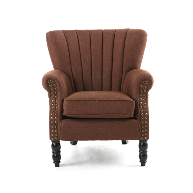Modern 29.5"Wide Rolled Arms Nailhead Trim Single Sofa Chair with Sewn Pillow Back Coffee Clearhalo 'Accent Chairs' 'accent_chairs' 'Chairs & Seating' 'furn' 'furn_accent_chairs' 'Furniture' 'furniture_accent_chairs' 'Living Room Furniture' 4994327