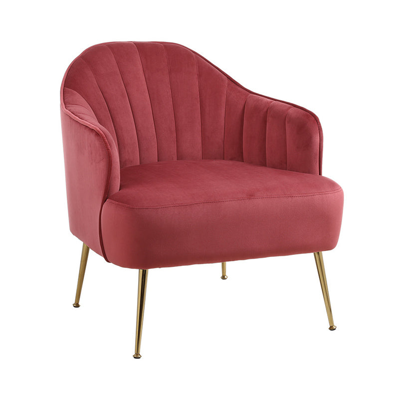 24.80" L x 29.52" W x 28.74" H Barrel Accent Chair Sloped Arm Chair for Living Room Rose Red Velvet Clearhalo 'Accent Chairs' 'accent_chairs' 'Chairs & Seating' 'furn' 'furn_accent_chairs' 'Furniture' 'furniture_accent_chairs' 'Living Room Furniture' 4994334
