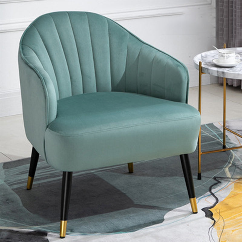 24.80" L x 29.52" W x 28.74" H Barrel Accent Chair Sloped Arm Chair for Living Room Light Green Velvet Clearhalo 'Accent Chairs' 'accent_chairs' 'Chairs & Seating' 'furn' 'furn_accent_chairs' 'Furniture' 'furniture_accent_chairs' 'Living Room Furniture' 4994336