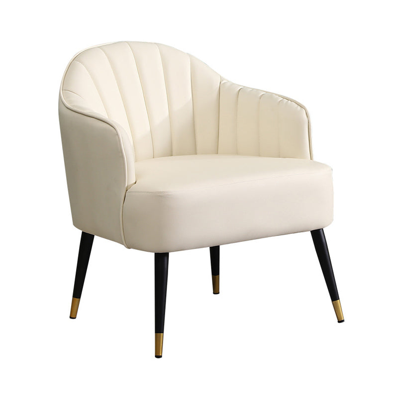 24.80" L x 29.52" W x 28.74" H Barrel Accent Chair Sloped Arm Chair for Living Room White Leather Clearhalo 'Accent Chairs' 'accent_chairs' 'Chairs & Seating' 'furn' 'furn_accent_chairs' 'Furniture' 'furniture_accent_chairs' 'Living Room Furniture' 4994339