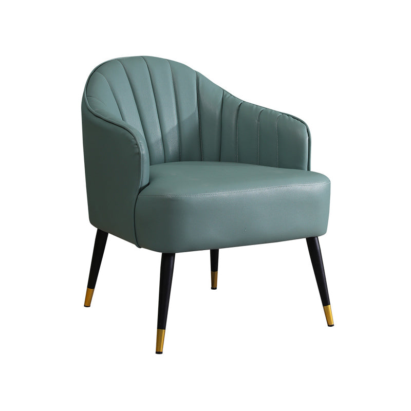 24.80" L x 29.52" W x 28.74" H Barrel Accent Chair Sloped Arm Chair for Living Room Mint Green Leather Clearhalo 'Accent Chairs' 'accent_chairs' 'Chairs & Seating' 'furn' 'furn_accent_chairs' 'Furniture' 'furniture_accent_chairs' 'Living Room Furniture' 4994340