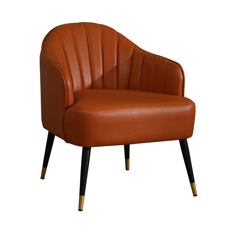 24.80" L x 29.52" W x 28.74" H Barrel Accent Chair Sloped Arm Chair for Living Room Orange Red Leather Clearhalo 'Accent Chairs' 'accent_chairs' 'Chairs & Seating' 'furn' 'furn_accent_chairs' 'Furniture' 'furniture_accent_chairs' 'Living Room Furniture' 4994341